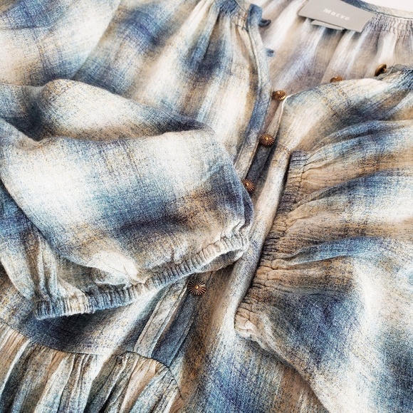 Anthropologie MAEVE Cavalon Plaid Peplum Tunic M - Picture 5 of 7